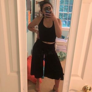 Wide leg velvet pants